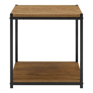 Pemberly Row 21&quot Tall Wood/Side End Table with Storage Shelf in Mahogany Brown