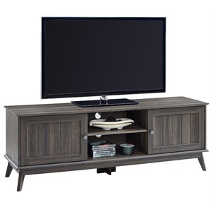 Pemberly Row Wood TV Media Stand for TVs up to 70&quot in Smoke Oak