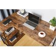 Pemberly Row Corner Writing/Computer Desk with Build-in Bookcase in Rustic Brown