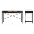 Pemberly Row Wood & Metal Writing/Computer Desk with Drawers in Black