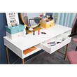 Pemberly Row Writing Desk w/ Drawer USB Ports Charging Station in White/Golden