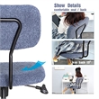 Pemberly Row Low Back Velvet Fabric Armless Home Office Computer Chair in Blue