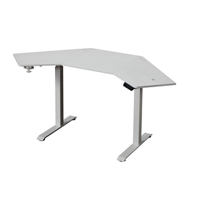 Pemberly Row Corner Electric Height Adjustable Wood Standing Desk in White