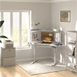 Pemberly Row Corner Electric Height Adjustable Wood Standing Desk in White