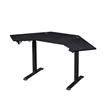 Pemberly Row Corner Electric Height Adjustable Wood Standing Desk in Black