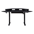 Pemberly Row Corner Electric Wood Standing Desk with Hutch and Drawer in Black