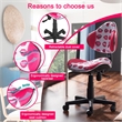Pemberly Row Low Back Computer Executive Chair with Large Base & Pads in Pinklip
