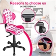 Pemberly Row Low Back Computer Executive Chair with Large Base & Pads in Pinklip
