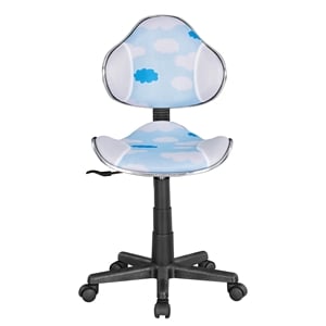 Pemberly Row Low Back Computer Executive Chair with Large Base and Pads in White