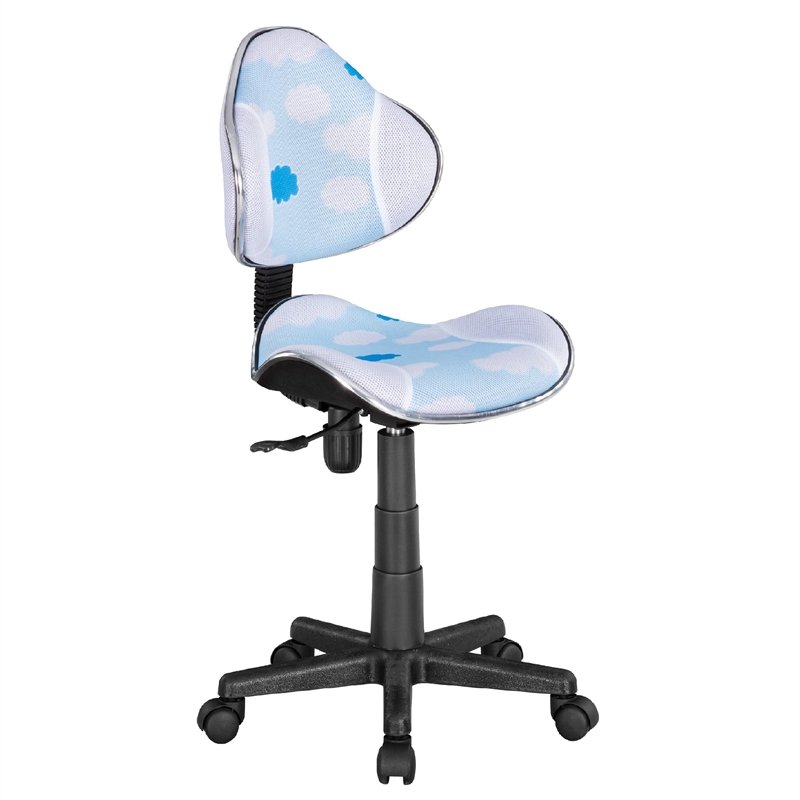Pemberly Row Low Back Computer Executive Chair with Large Base and Pads in White