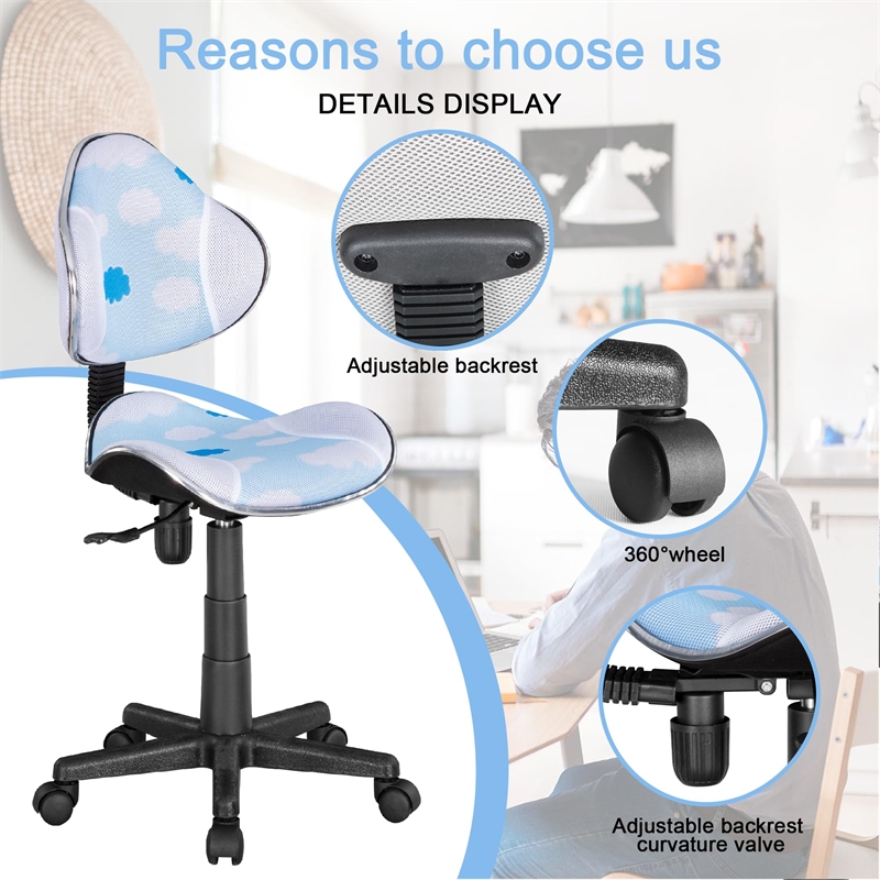 Pemberly Row Low Back Computer Executive Chair with Large Base and Pads in White