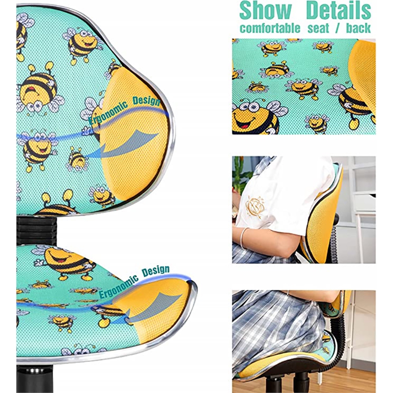 Pemberly Row Low Back Computer Executive Chair with Large Base & Pads in Yellow