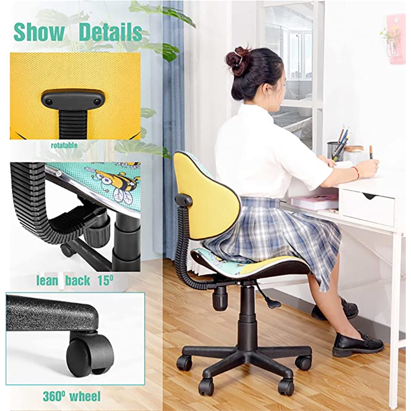 Pemberly Row Low Back Computer Executive Chair with Large Base & Pads in Yellow