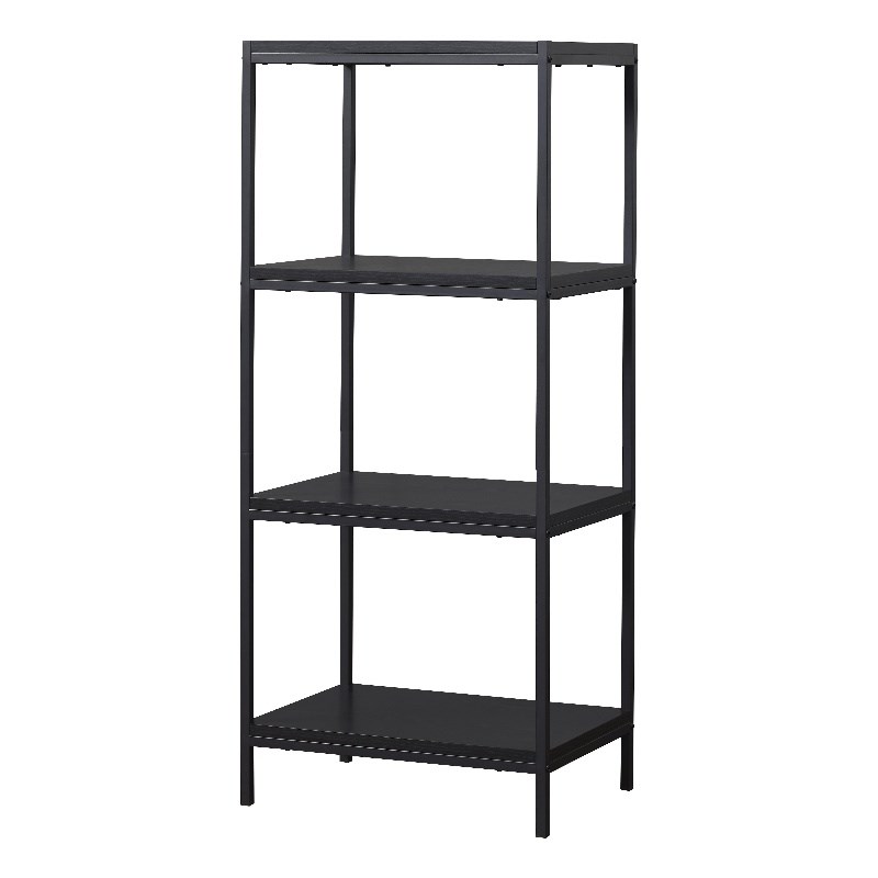 Pemberly Row 4-Tier Wood & Metal Bookshelf with Open Shelves in Black