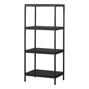 Pemberly Row 4-Tier Wood & Metal Bookshelf with Open Shelves in Black