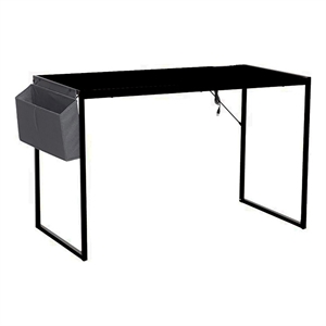 Pemberly Row 48&quot Home Office Computer Desk with Storage Bag USB Hub in Black