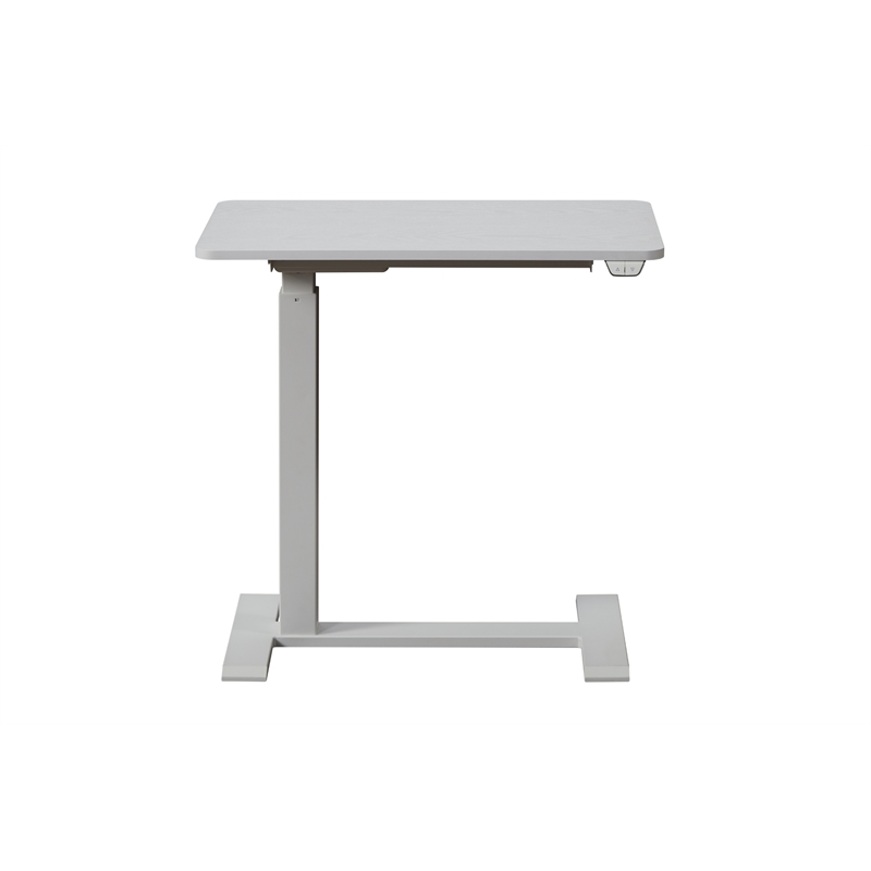 Pemberly Row Electric Height Adjustable Wood/Metal Side End Table in White