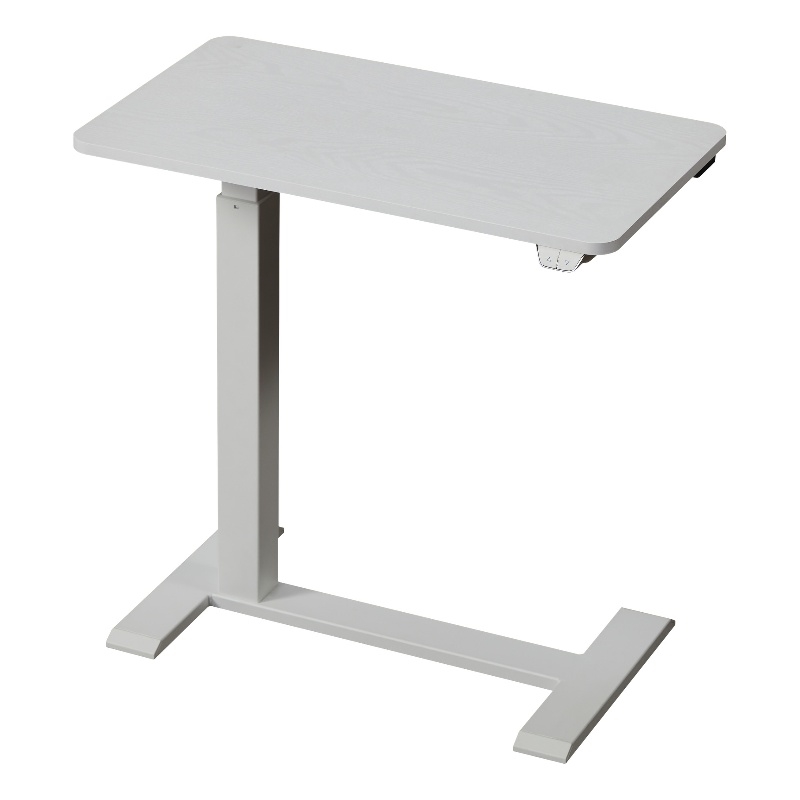 Pemberly Row Electric Height Adjustable Wood/Metal Side End Table in White