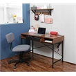 Pemberly Row Large Writing Desk w/ Drawer USB Ports Charging Station in Brown
