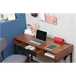 Pemberly Row Large Writing Desk w/ Drawer USB Ports Charging Station in Brown