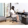 Pemberly Row Low Back Velvet Fabric Armless Home Office Computer Chair in Gray