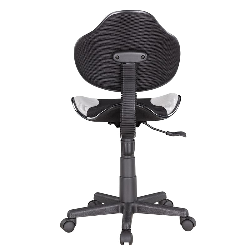 Pemberly Row Low Back Computer Executive Chair with Large Base and Pads in Gray