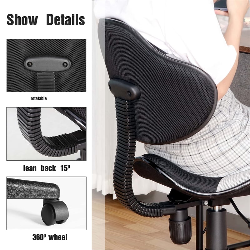 Pemberly Row Low Back Computer Executive Chair with Large Base and Pads in Gray