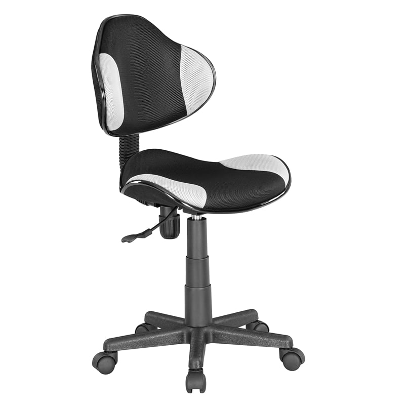 Pemberly Row Low Back Computer Executive Chair with Large Base and Pads in Gray