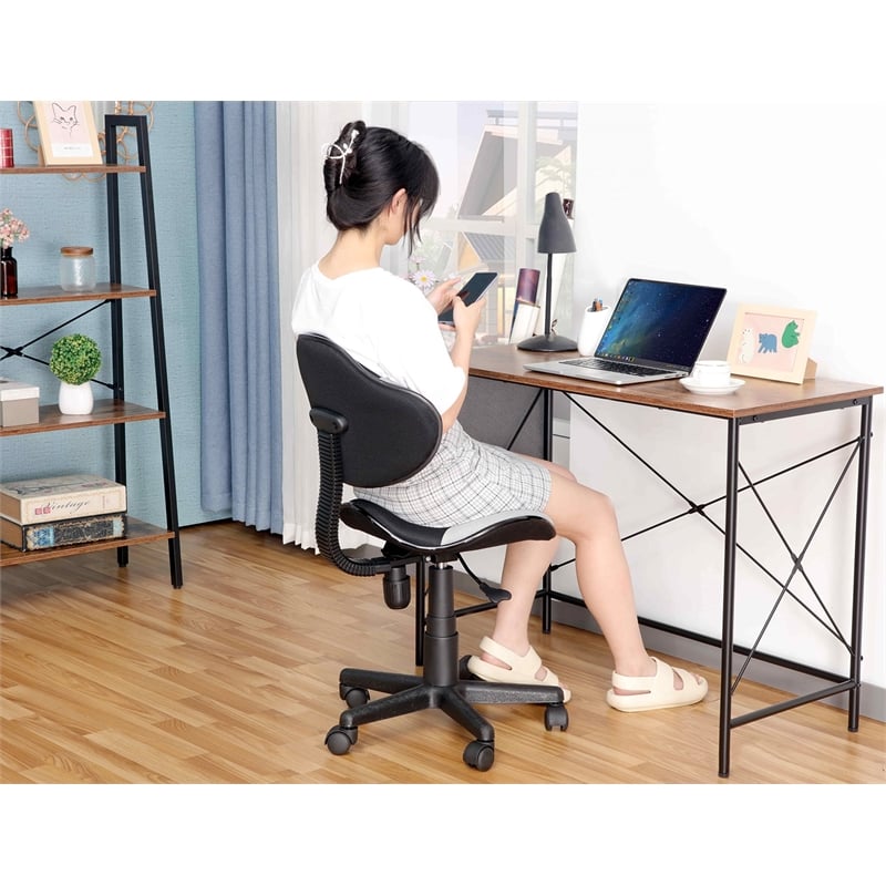 Pemberly Row Low Back Computer Executive Chair with Large Base and Pads in Gray