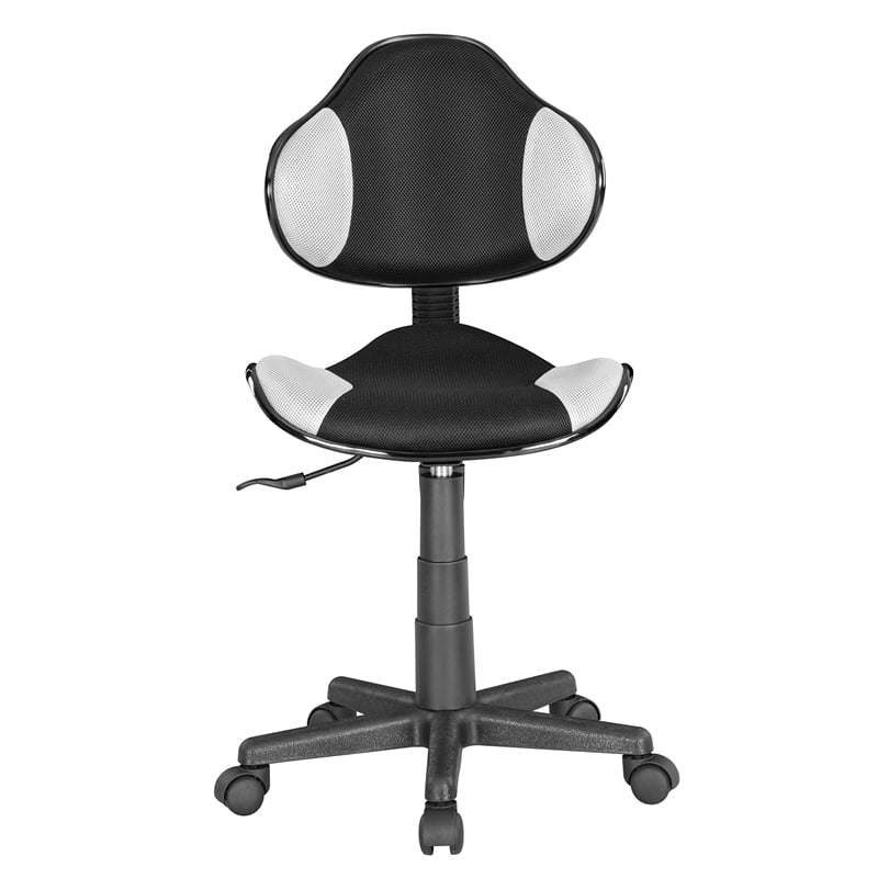 Pemberly Row Low Back Computer Executive Chair with Large Base and Pads in Gray