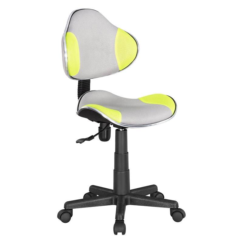Pemberly Row Low Back Computer Executive Chair w/ Large Base & Pads - Green/Gray