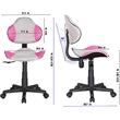 Pemberly Row Low Back Computer Executive Chair w/ Large Base & Pads in Pink/Gray