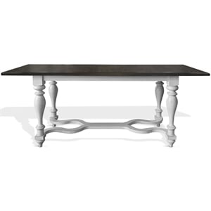 Pemberly Row Traditional 84&quot Wood Friendship Table in White/Dark Brown