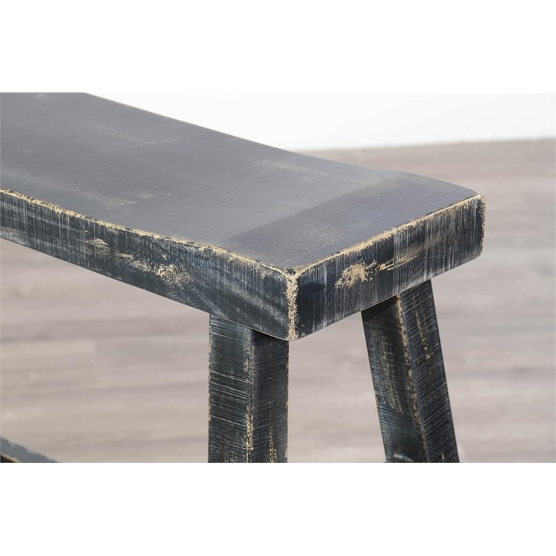 Pemberly Row Contemporary Wood Coastal Black Finish Sand Counter Table