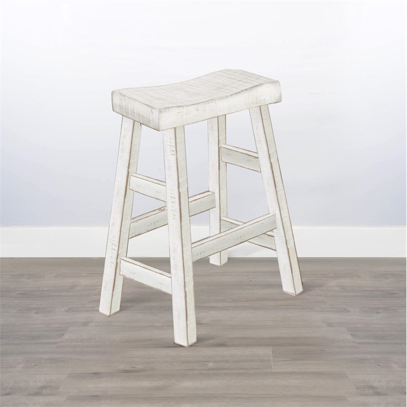 Pemberly Row Contemporary Wood Coastal White Sand Counter Table