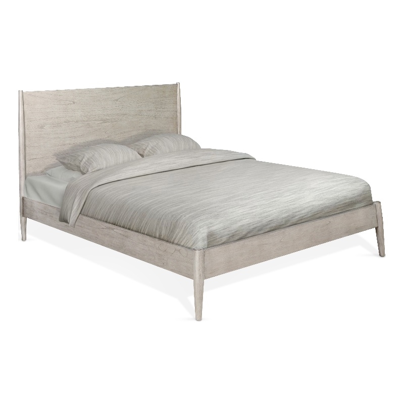 Pemberly Row Contemporary Mindi Wood Eastern King Panel Bed in Gray