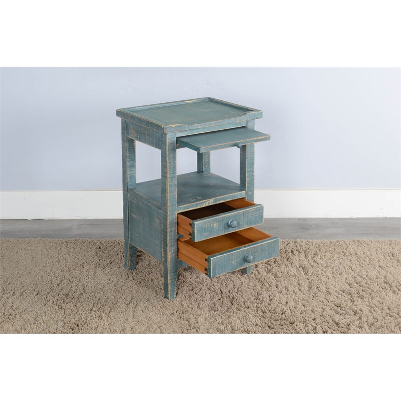 Pemberly Row Traditional Sea Grass Solid Wood and Veneers Side Table