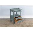 Pemberly Row Traditional Sea Grass Solid Wood and Veneers Side Table