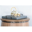 Pemberly Row Solid Wood Traditional Ocean Blue Finish Ottoman Tray