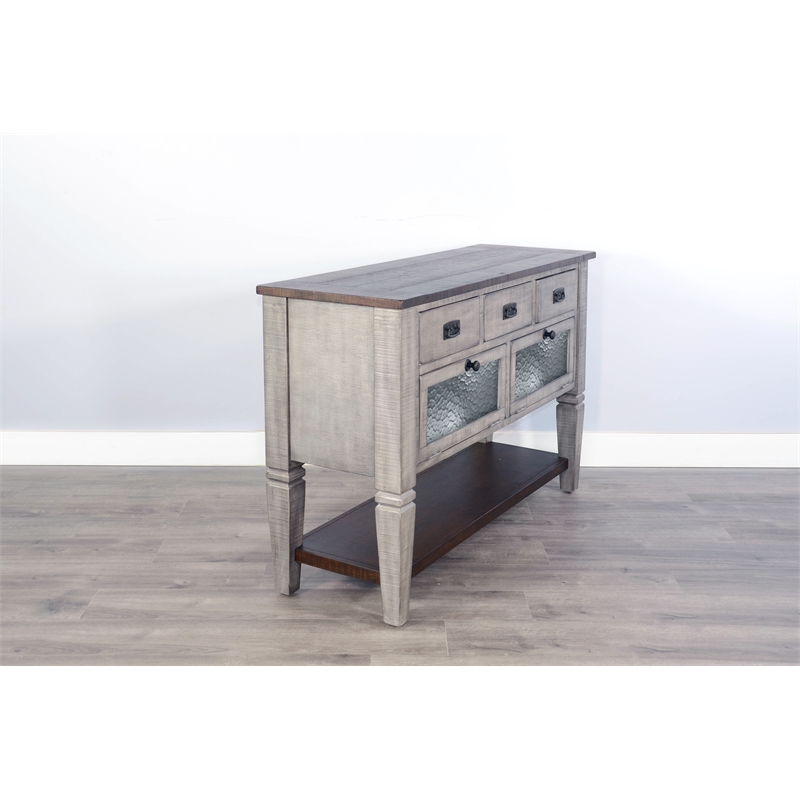 Pemberly Row Solid Wood Traditional Alpine Grey Finish Wood Server