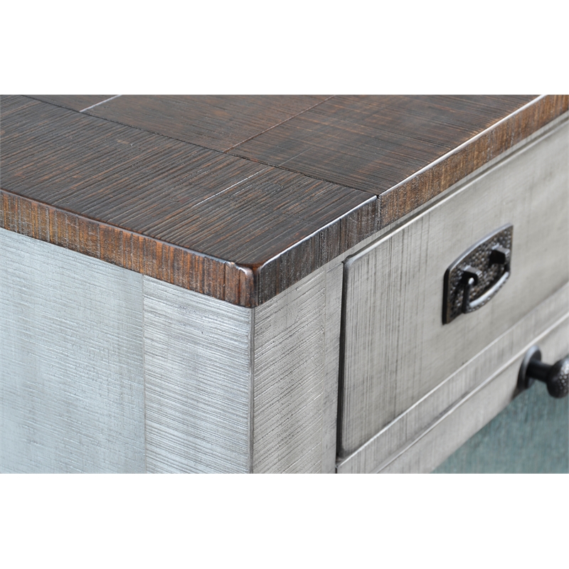 Pemberly Row Solid Wood Traditional Alpine Grey Finish Wood Server