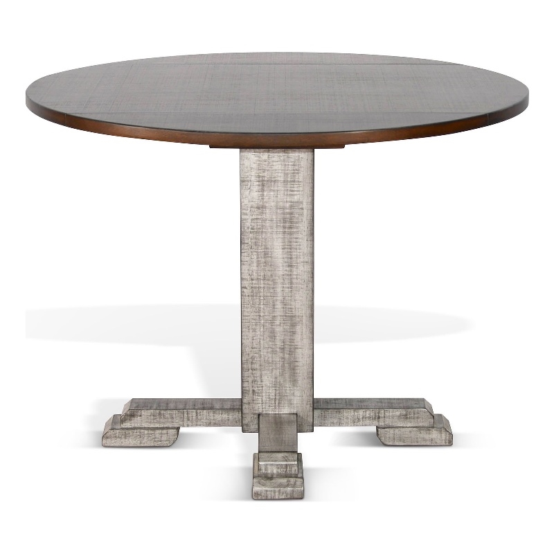 Pemberly Row Solid Wood Traditional Round Drop Leaf Dining Table