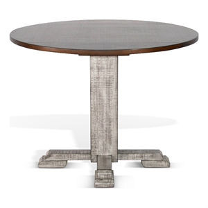 Pemberly Row Solid Wood Traditional Round Drop Leaf Dining Table