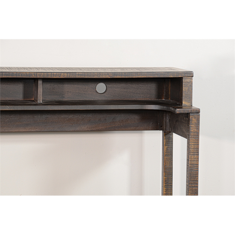 Pemberly Row Traditional Tobacco Leaf Console Table with USB Power Pack
