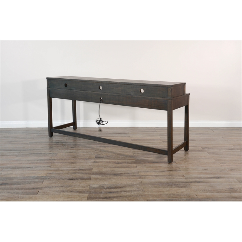 Pemberly Row Traditional Tobacco Leaf Console Table with USB Power Pack
