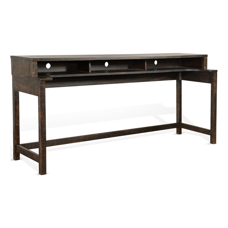 Pemberly Row Traditional Tobacco Leaf Console Table with USB Power Pack