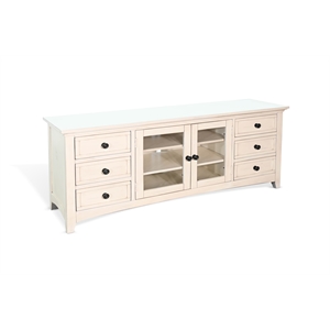 Pemberly Row Contemporary Wood 72&quot Media Console in White Finish