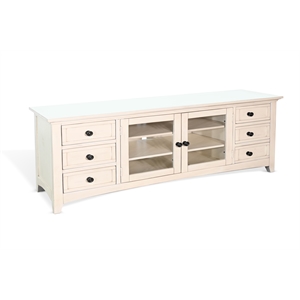 Pemberly Row Contemporary Wood 82&quot Media Console in White Finish