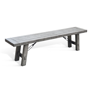 Pemberly Row Wood Alpine Gray Finish Dining Bench with Turnbuckle