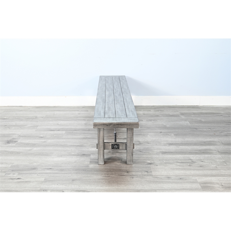 Pemberly Row Wood Alpine Gray Finish Dining Bench with Turnbuckle